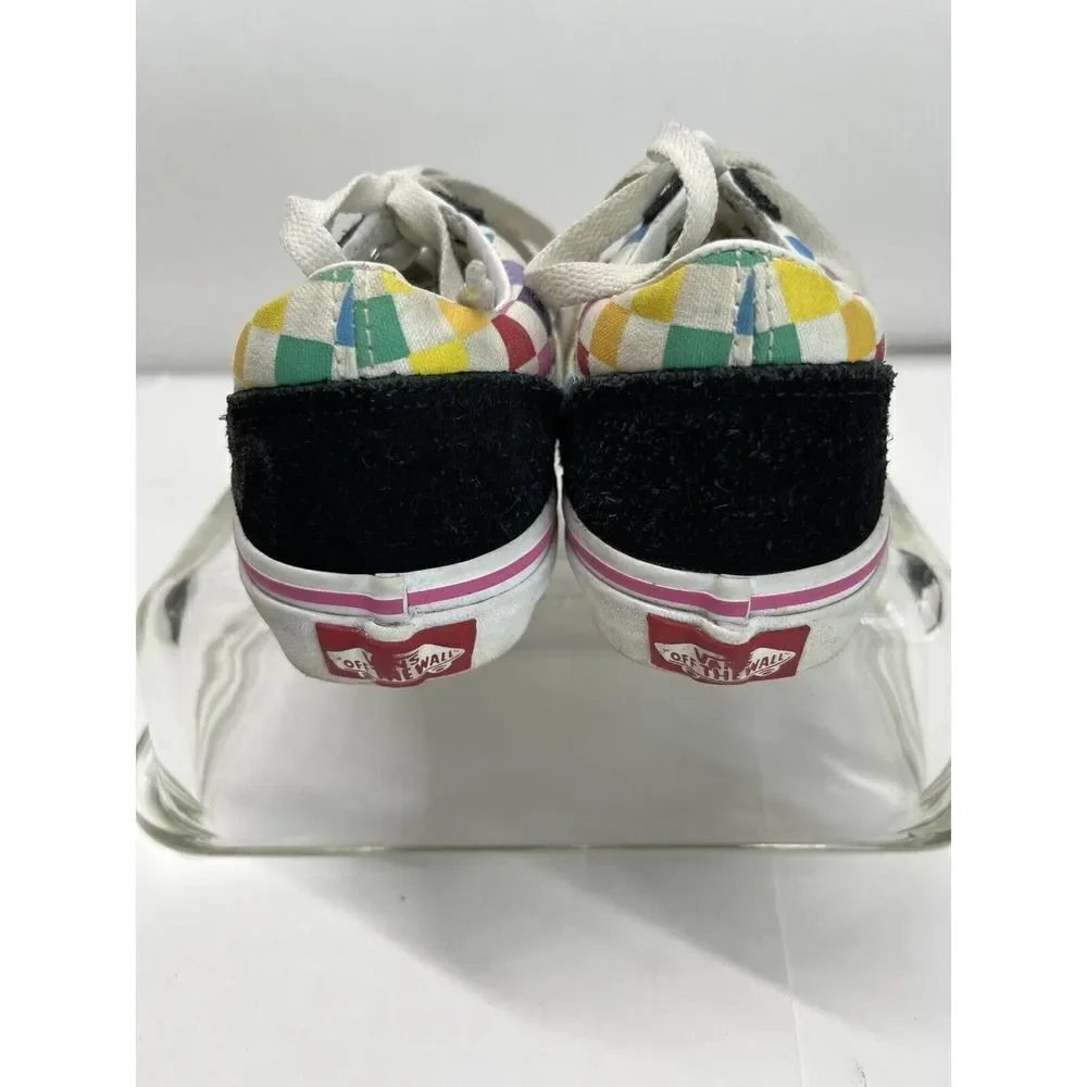 Vans Old School Rainbow Checkered Sneakers Skate‎ Shoes Youth 1.5 US Black Suede
